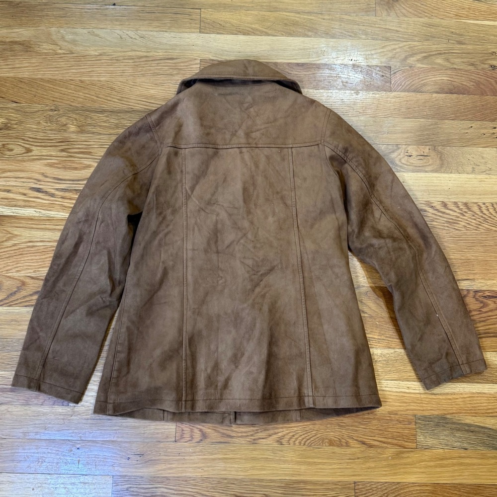 Emporio Italy Worldwide Brown Faux Suede Button‎ Front Blazer Jacket Collared - Picture 8 of 8